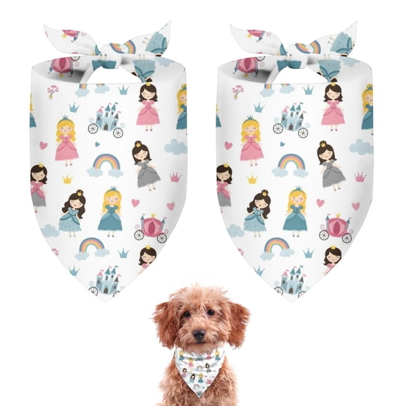 Dog Bandana 2 Pack,Princess Carriage Castle Pattern Bandanas for Dogs,Cat Bandana,Small/ Large Dog Bandana 2 Size,Dog Bandanas