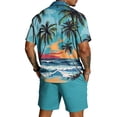 thumbnail image 4 of longantii Men's Outfits Relaxed Fit Button Tropical Print Tops and Shorts Comfy Short Sleeve Beach Blouses and Shorts 2026 Vacation Outfits Royal Blue XL, 4 of 6