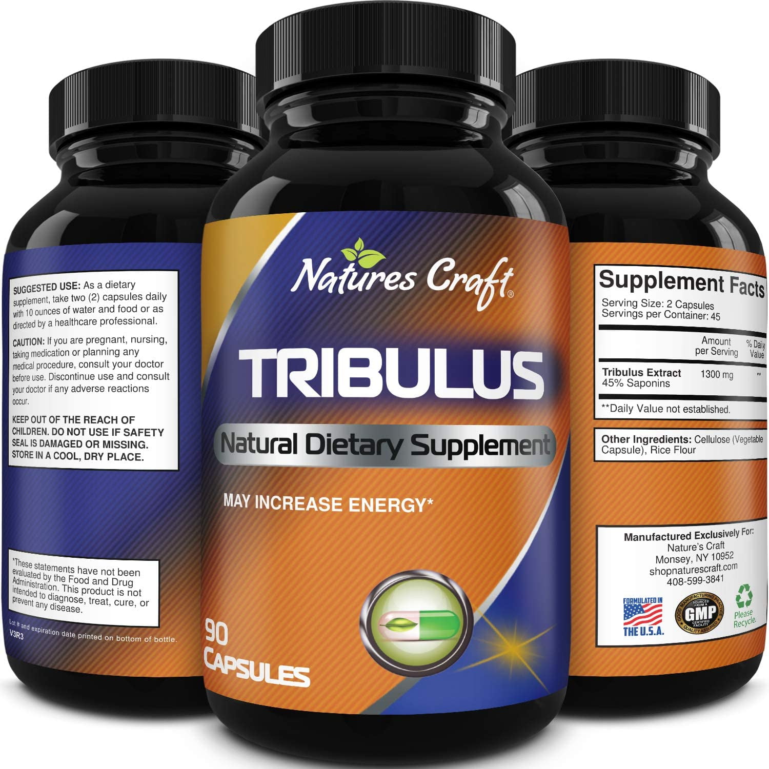 Tribulus Terrestris Extract 1300 mg Weight Training Fat Burn Male