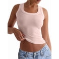 thumbnail image 3 of Womens Ribbed Square Neck Tank Tops Basic Backless Sleeveless Summer Camisole Pink L, 3 of 8
