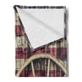 thumbnail image 2 of Western Soft Flannel Fleece Blanket, Antique Cart Carriage Wheels American Flag in Retro Vintage Colors New World Print, Cozy Plush for Indoor and Outdoor Use, 70" x 90", Multicolor, by Ambesonne, 2 of 5