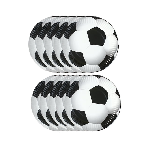 Deeceymbur 10 Pack Soccer Themed Disposable Paper Plates 7 Inch 9 Inch for Football Birthday Celebrations Party Events Decorations