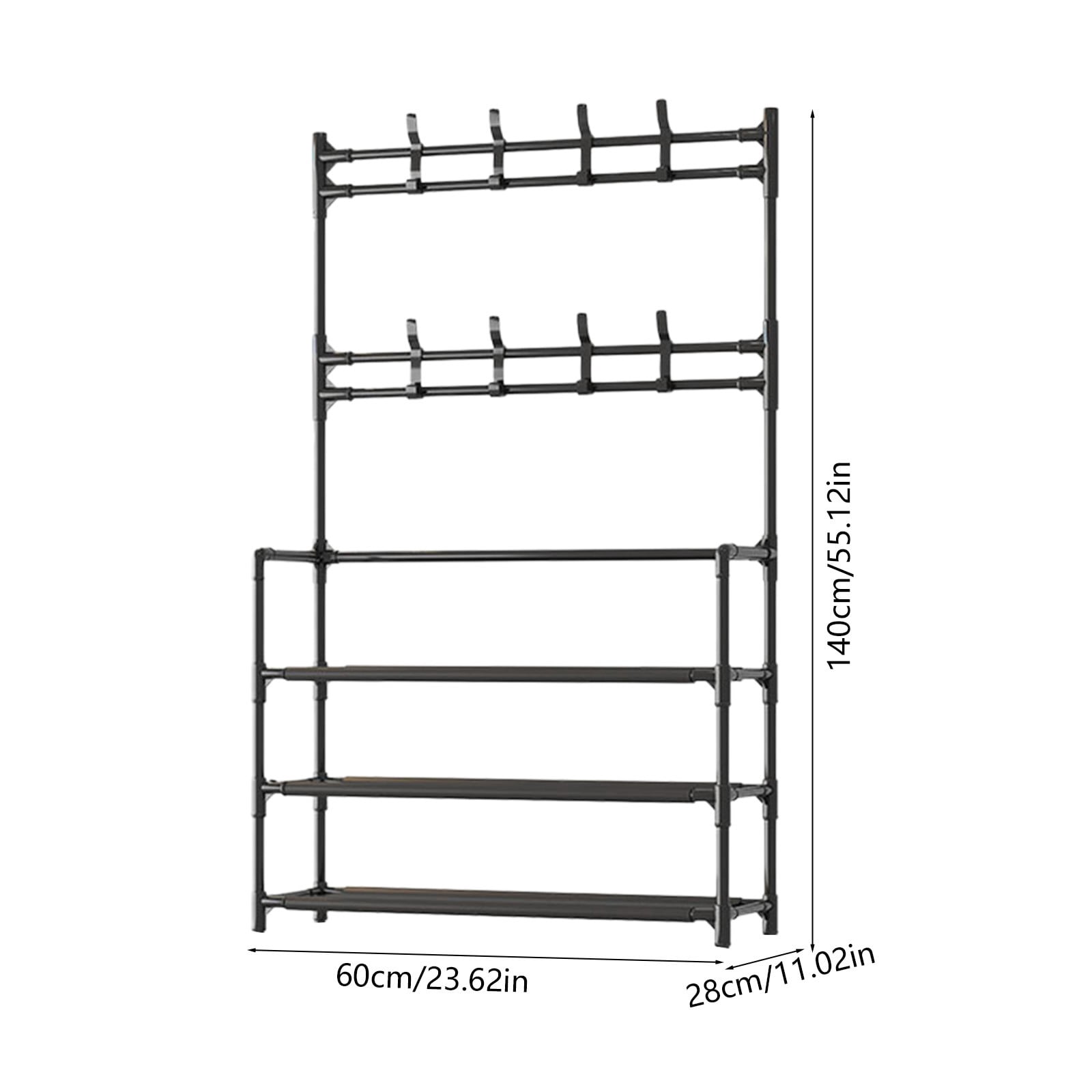 Shoe Rack 3 Tier Shoe Organizer Storage,Shoes Rack for Closet Entrance Shoe Rack Organizer with Hooks and Side Pocket Entryway Shoe Holder Space Saving Free Standing Shoe Racks
