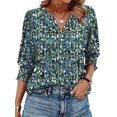 thumbnail image 1 of Top WIHOLL Primavera-Verano con estampado floral de manga 3/4 y cuello en V para mujer, 1 of 4