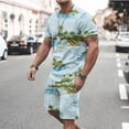 thumbnail image 2 of Pejock Men's Hawaiian Matching Set Summer Beach 2 Piece Outfits Flower T-Shirts and Shorts M-5XL, 2 of 5