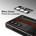 thumbnail image 5 of ShellTech for Samsung Galaxy Z Fold 7 Leather Hard PC Plating Case with Pen Holder & Slim Stylus, with Kickstand, Hinge Protection, Screen Protector, Retro Leather Protective Cover,Brown, 5 of 7