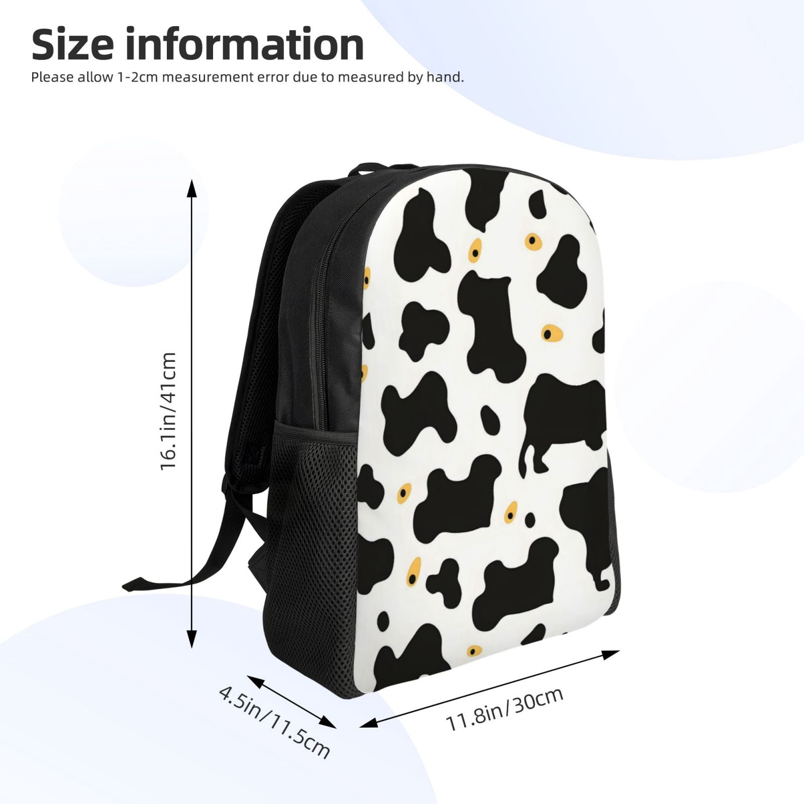 Single Side Full Backpack 16.1×11.8×4.5in Large Capacity Breathable Shoulder Belt Leisure Simple And Strong Bearing Capacity Simple Cow Print Pattern1_4