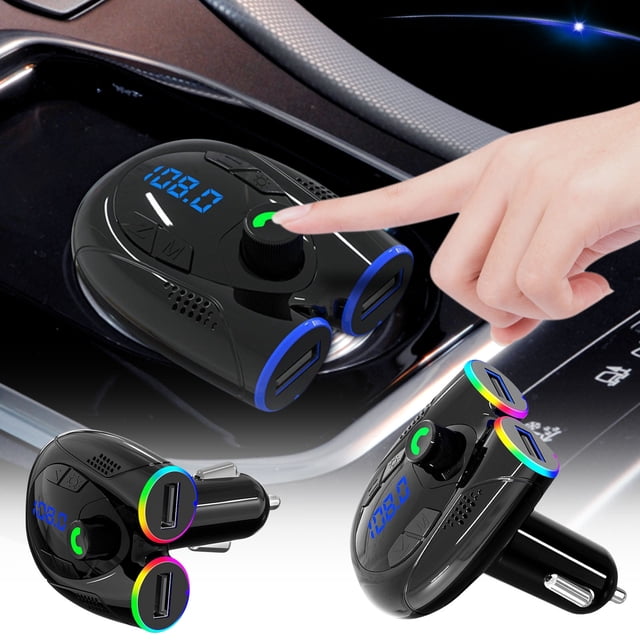 Binmer Car Bluetooth 5.0 Wireless Handsfree Car FM Transmitter Receiver Radio MP3 Adapter Player