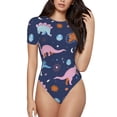 thumbnail image 2 of Picia Dinosaur Womens One Piece Swimsuits Modest Tummy Control Bathing Suits Lace Up Slimming Swim Suit-Large, 2 of 9