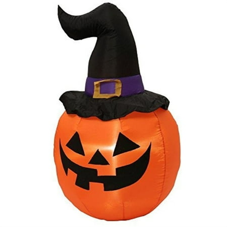 5' Airblown Pumpkin w/ Witch Hat Halloween Inflatable