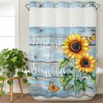thumbnail image 3 of Yellow Sunflower No Hook Shower Curtain Waterproof,Bathroom Curtains with Snap in Liners and See Through Top Window,Butterfly Sunshine Blue Farmhouse Wood Hotel Bathtub Curtains Shower 48"Wx72"L, 3 of 8