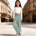 thumbnail image 2 of BOOMNY Girls Baggy Sweatpants Wide Leg Sweat Pants for Kids Trendy Elastic Waist Drawstring Solid Fall Jogger Trousers With Pockets, 2 of 4