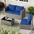 thumbnail image 4 of Gymax Set of 3 Patio Sectional Sofa Set PE Rattan Modular Couch Furniture Set w/Cushions Navy, 4 of 10