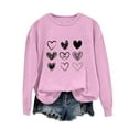 thumbnail image 6 of ibuvkizy Womens Sweatshirts Valentines Day!Women's Round Neck Lover's Love Print Sweatshirt Long Sleeved Pullover Top/shirt Pink,XS, 6 of 7