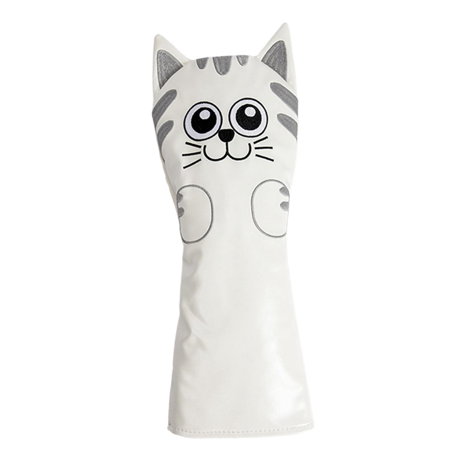 harayaa Golf Club Head Covers Mallet Putter Cat Pattern Accessories Putter Cue Headcover Driver White