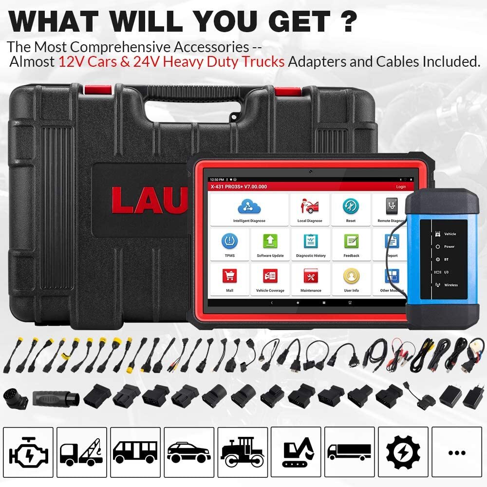 Launch X431 PRO3S+HDIII Heavy Duty Truck and Car Diagnostic Scanner, All  Systems Bidirectional Diagnostic Tool with Topology Mapping, ECU Coding,  Key Programming, AutoAuth FCA SGW