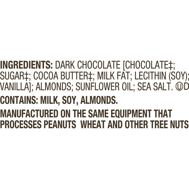 Bark Thins Snacking Dark Chocolate Almond with Sea Salt 20 oz X One Bag  859686004594