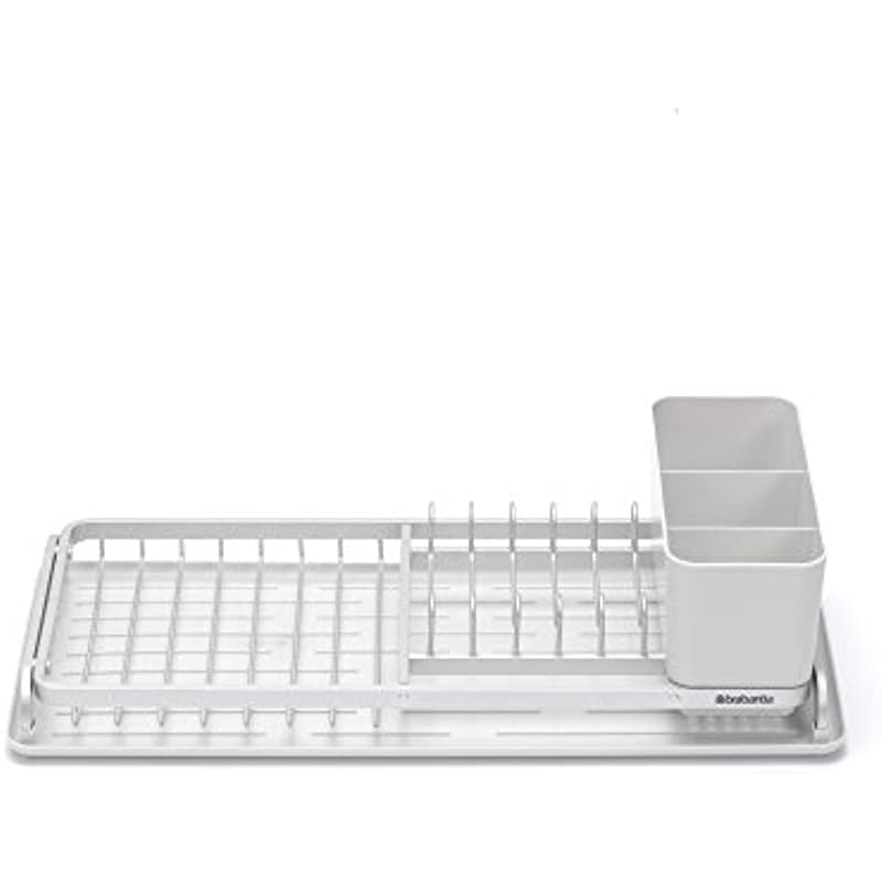 Brabantia Compact Dish Drying Draining Rack (Dark Gray) Plastic Easy-Clean  Drip Tray & Removable Cutlery Basket