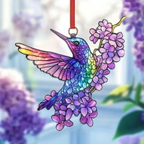 Vggrvlo Stained Glass Window Hanging Hummingbird Ornament Suncatcher Housewarming Gift for Mom, Grandma for Christmas Tree Decoration, Birthday Gift for Mom