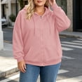 thumbnail image 5 of ABSUYY Women's Hooded Sweatshirt Jacket, Plus Size Full Zip Long Sleeve Casual Top with Pockets, Wine,Size L, 5 of 9