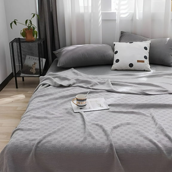 AUQ Cotton Blanket Queen Size for Bed Soft Thicken Large Muslin Bed Blankets 60"