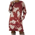 thumbnail image 2 of Leesechin Womens Dresses Tie-Dye Pocket Oversized Long Sleeve Crewneck Loose Dress, 2 of 5