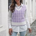 thumbnail image 1 of EQWLJWE Débardeurs Sans Manches pour Femmes Débardeurs d'Été pour Femmes Chandail Tricoté Multicolore à Col en V pour Femmes à Carreaux Rayures Décontracté Mode Gilet Sans Manches Veste Manteau Hauts, 1 of 5