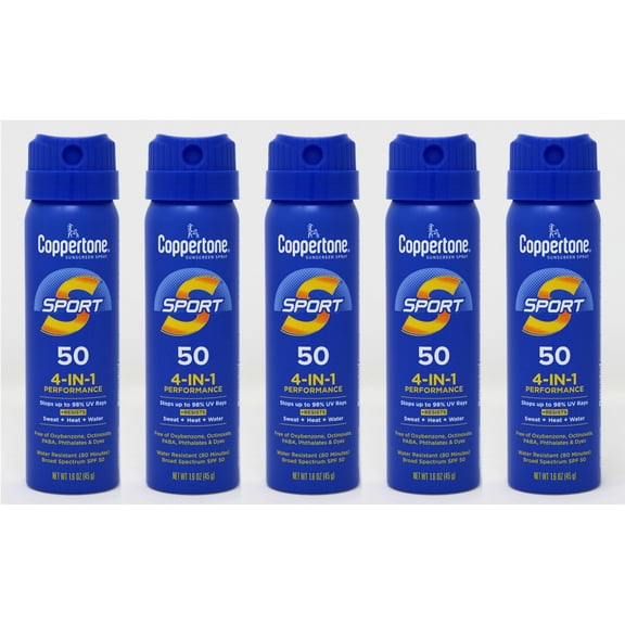 Coppertone Sport SPF 50 CS Travel Spray, 1.6 Ounce (Pack of 5)