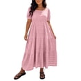 thumbnail image 3 of Horkkom Maxi Dresses for Women Plus Size Summer Short Sleeve Tiered Dress Casual Loose Beach Long Dresses XL, 3 of 10