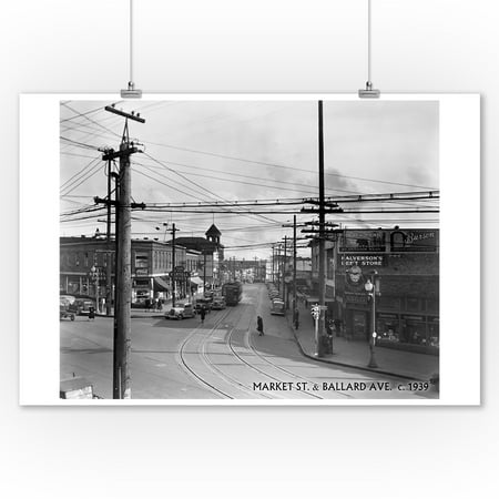 Ballard Avenue & Market Street in Seattle, WA Photograph (9x12 Art Print, Wall Decor Travel