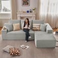 thumbnail image 2 of Tmjmj 107" Boneless L-Shaped Cloud Sectional Sofa with Chaise, Modern ModularCorduroy Deep Seat Couch Gray, 2 of 7