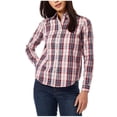thumbnail image 1 of Jones New York Womens Plaid Button Up Shirt, wine, XS, 1 of 1