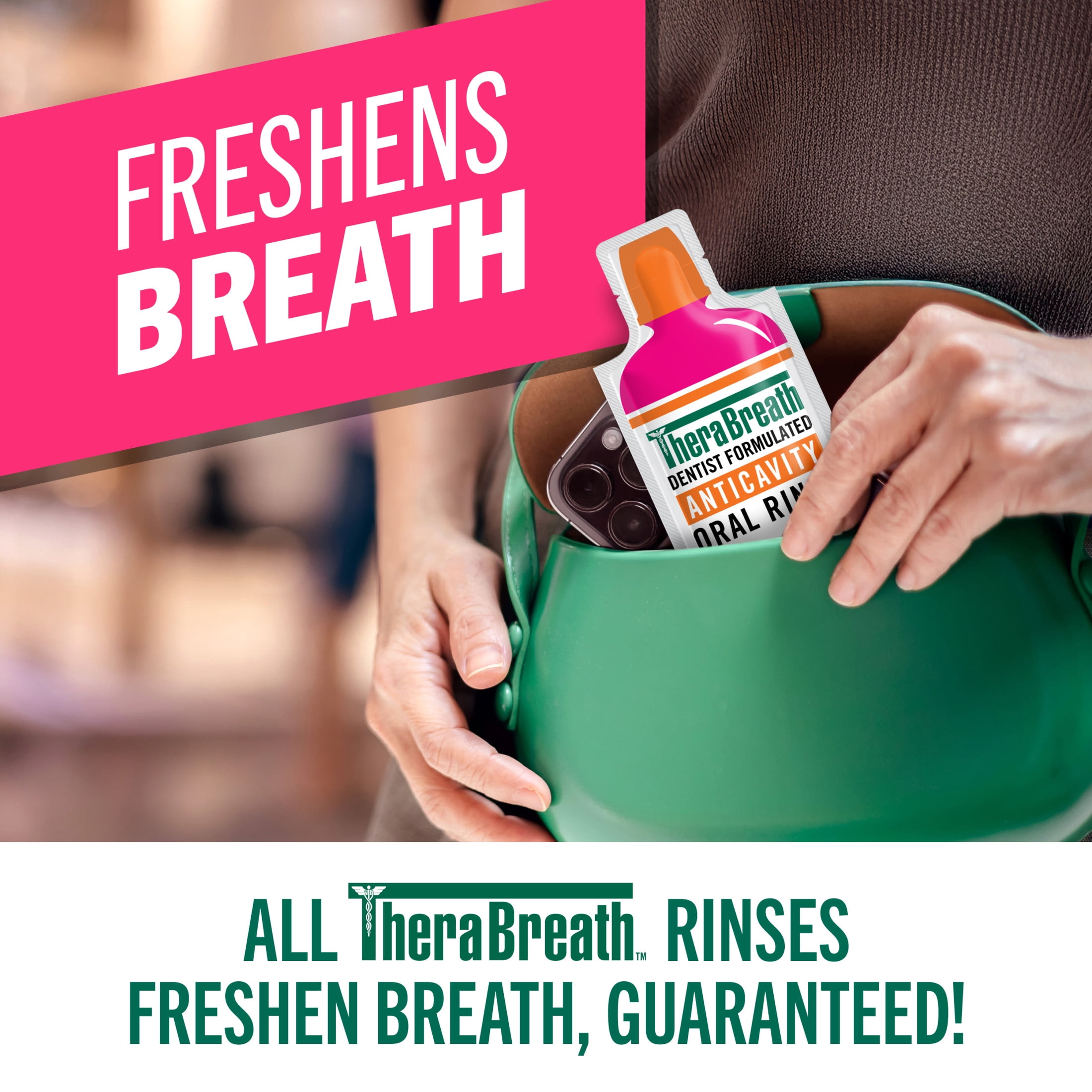 TheraBreath Anticavity Oral Rinse Mouthwash Packets, Sparkle Mint, 0.34 fl oz, 10 Pack