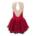 thumbnail image 2 of Haitryli Kids Girls Rhinestone Color Block Figure Ice Skating Dress Sleeveless Ballet Dancewear Burgundy 8, 2 of 7