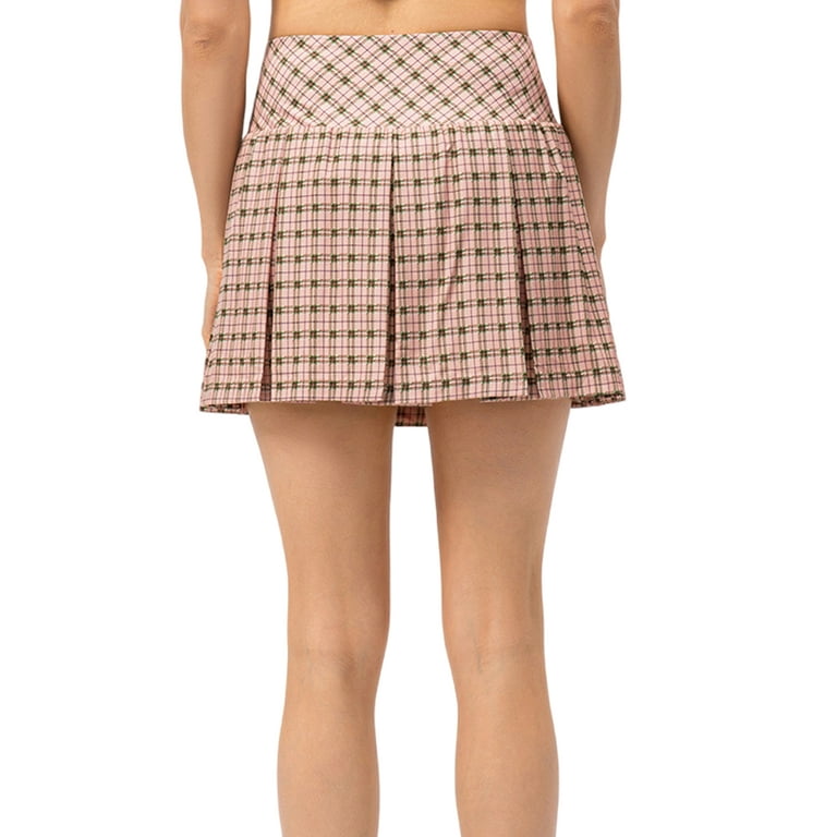 Pink check hot sale print mini skirt
