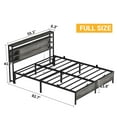 thumbnail image 3 of Aheaplus Full Size Bed Frame with Charging Station and RGB LED Lights, Sturdy Platform Bed with Storage Headboard, Solid Metal Slats, Noise Free, No Box Spring Needed, Easy Assembly,Black Oak, 3 of 7