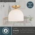 thumbnail image 5 of Shelby 9.25-in W Gold Brass Transitional Semi Flush Mount Ceiling Light White Glass, 5 of 11