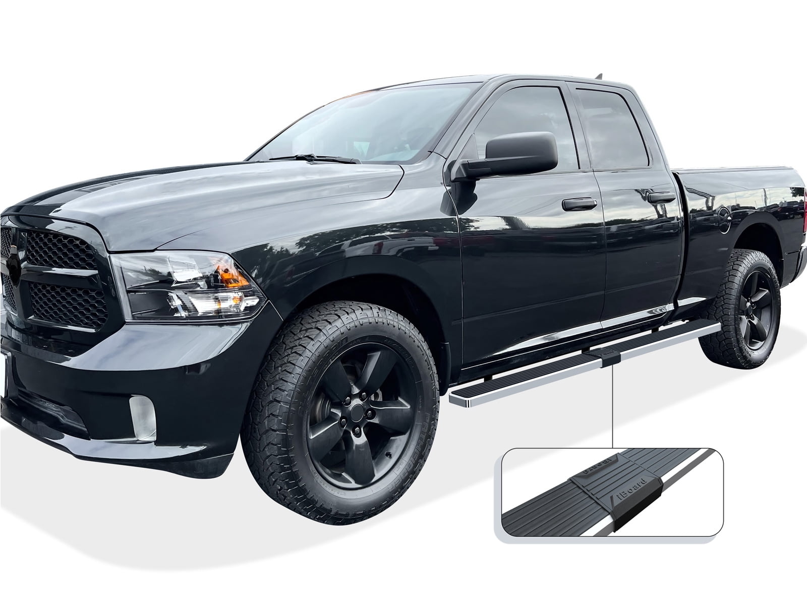APS Wheel to Wheel Running Boards 5 inches Compatible with Dodge Ram 1500 2009-2018 Quad Cab 6.5ft Bed (Nerf Bars Side Steps Side Bars)