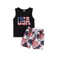 thumbnail image 2 of Newborn Baby Boy 4th of July Outfit Sleeveless USA Tank Tops T-Shirt  6M 12M 18M 24M 3Y American Flag Shorts 2Pcs Summer Clothes, 2 of 10
