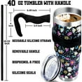 thumbnail image 3 of 40 Oz Tumbler with Handle and Silicone Straws,Coffee Insulated Tumbler with Handle,40 Oz Flowers Water Bottles,Travel Mug with Handle, 3 of 6