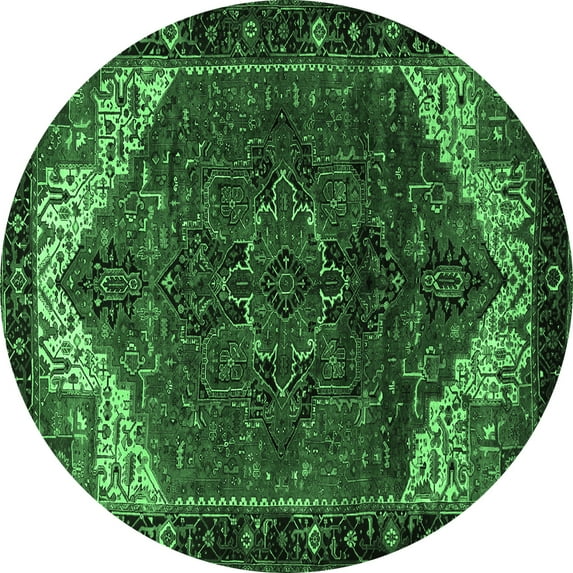 Ahgly Company Indoor Round Persian Emerald Green Traditional Area Rugs, 5' Round