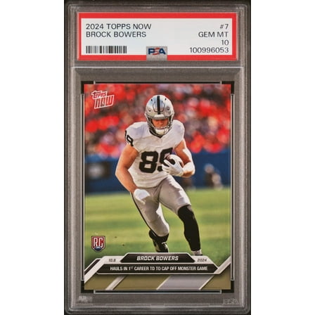 Graded 2024 Topps Now Brock Bowers #7 Rookie RC Football Card PSA 10 Gem Mint