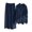 Navy, variant on Augper Womens 2 Piece Outfits, Cotton Linen Short Sleeve Shirts and Wide Leg Trousers Casual Loose Button Suits