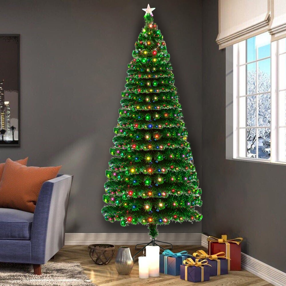Lowestbest 7.5FT Fiber Optic Christmas Tree with 260 LED Lamps & 260 Branches, Holiday Party Christmas Tree with Base Lowestbest 7.5FT Fiber Optic Christmas Tree with 260 LED Lamps & 260 Branches, Holiday Party Christmas Tree with Base