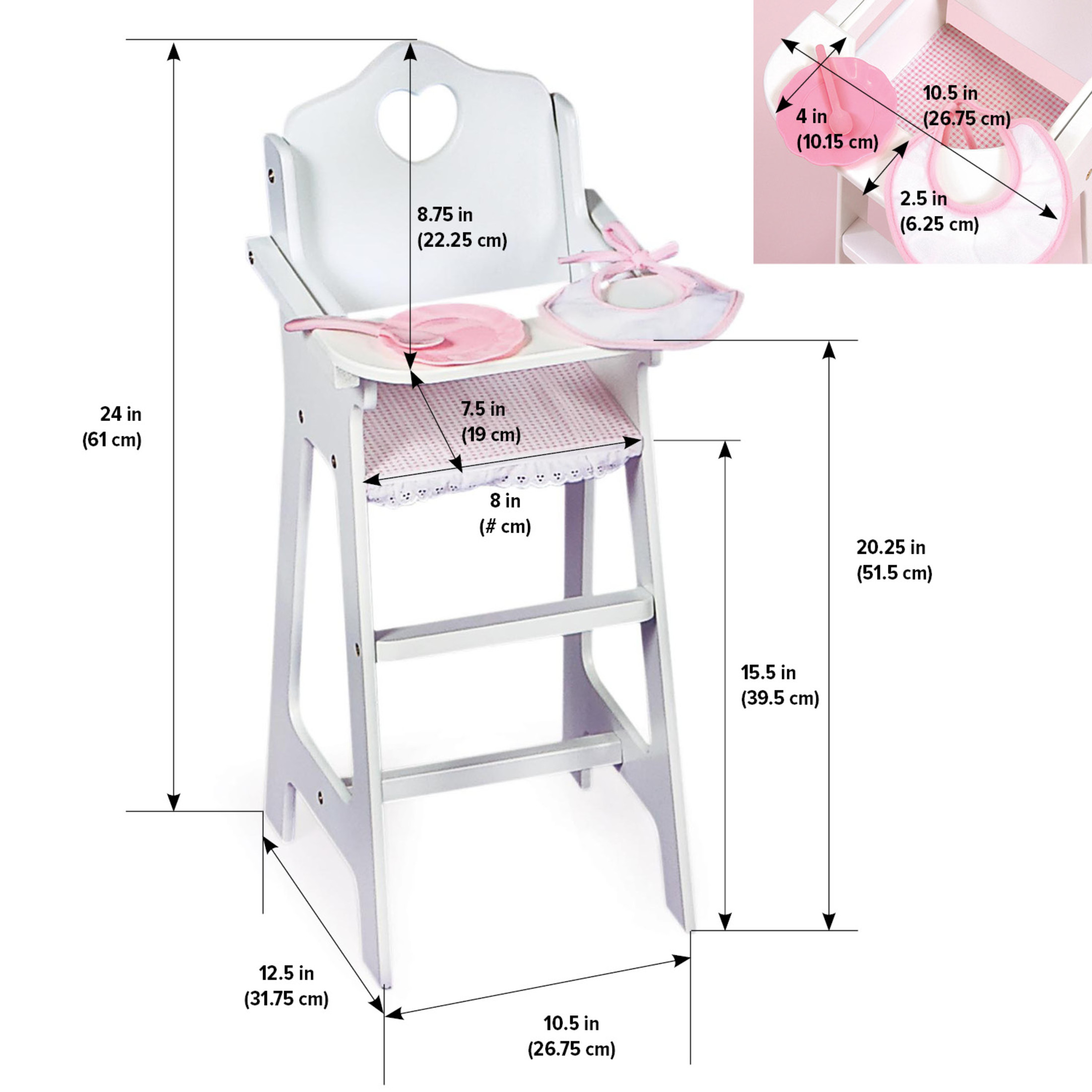 Badger Basket Doll High Chair with Accessories & Personalization photo 5