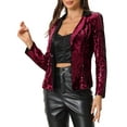 thumbnail image 4 of INSPIRE CHIC Sequin Jacket for Women's Contrast Collar Shiny Metallic Blazers, 4 of 5