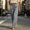 thumbnail image 4 of Womens Pants with Pockets 100% Cotton High Waist Loose Casual Pants, 4 of 6