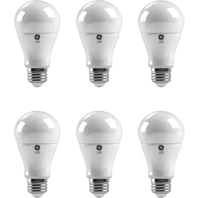 (6 bulbs) GE 69117 LED light bulb, dimmable 10 watt A19, 2700K warm