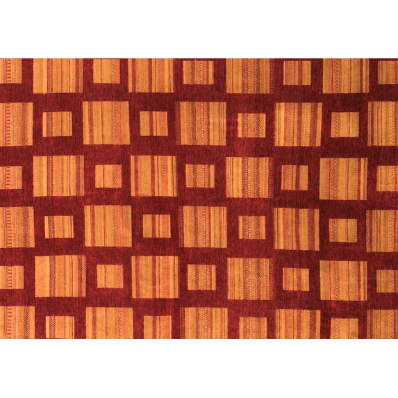 Ahgly Company Indoor Rectangle Abstract Orange Modern Area Rugs, 2' x 5'