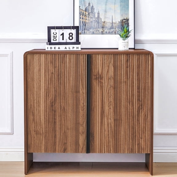 LEFHDA 30.7'' Modern Farmhouse Sideboard Buffet Cabinet with Storage, Wooden Fluted Panel Doors & Adjustable Shelves, Modular Credenza for Entryway or Living Room Accent
